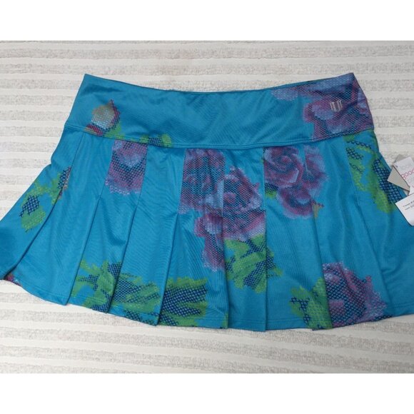 Eleven by Venus Williams Blue Floral Pleated Flutter Skirt Skort Large New $65 - Picture 2 of 8